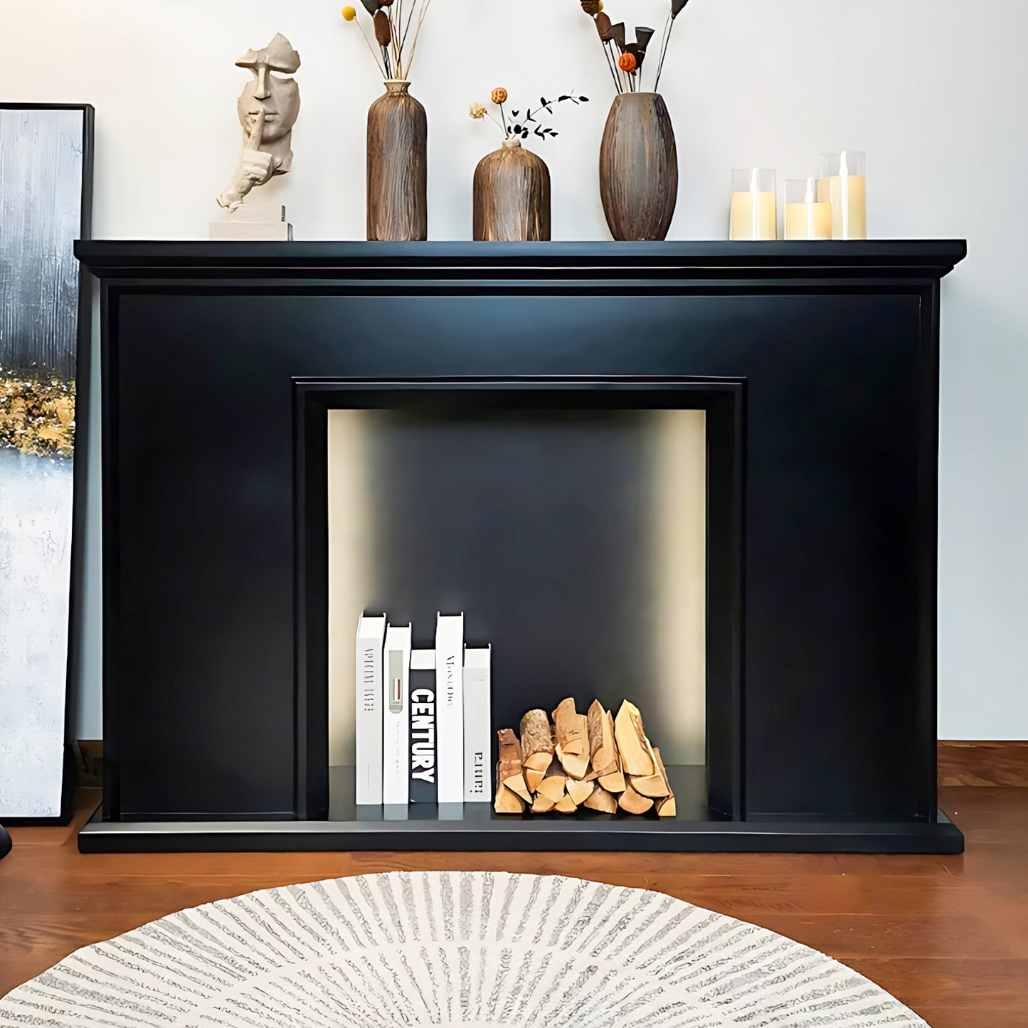 Aihm-Lon Square Electric Fireplace with Storage 43.3"-54.33"