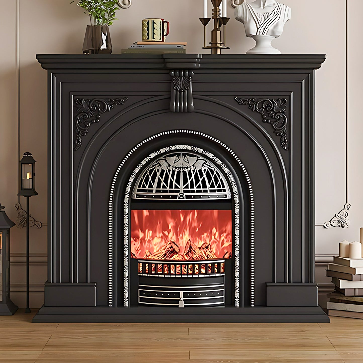 Aihm-Lon Retro Black Electric Fireplace Insert 39.37"-59.05"