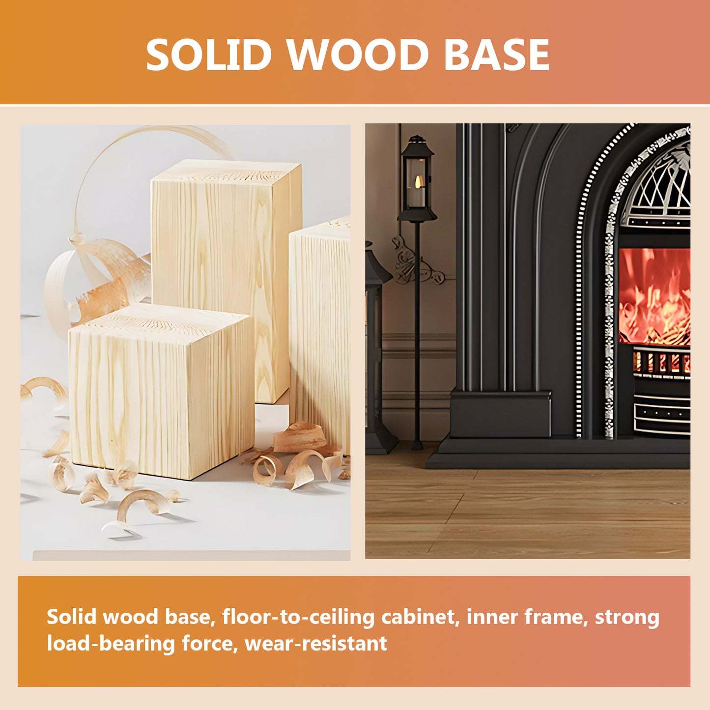 Aihm-Lon Retro Black Electric Fireplace Insert 39.37"-59.05"