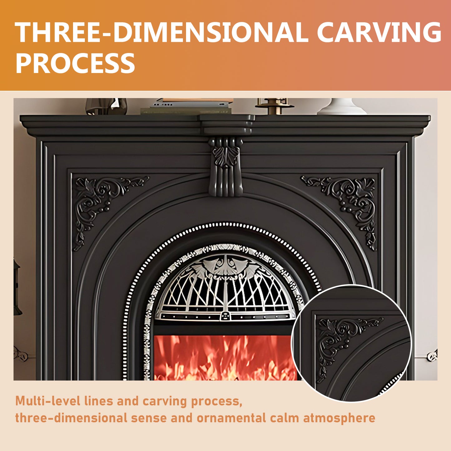 Aihm-Lon Retro Black Electric Fireplace Insert 39.37"-59.05"