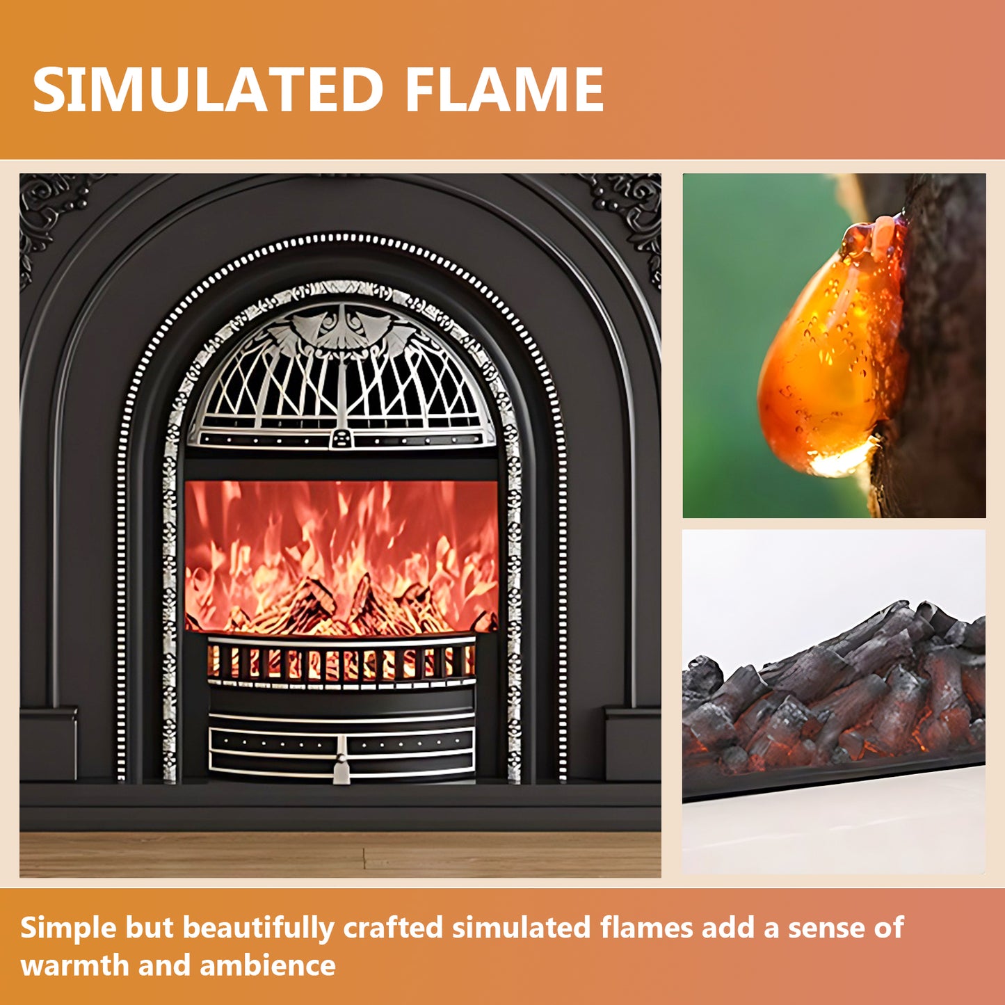 Aihm-Lon Retro Black Electric Fireplace Insert 39.37"-59.05"