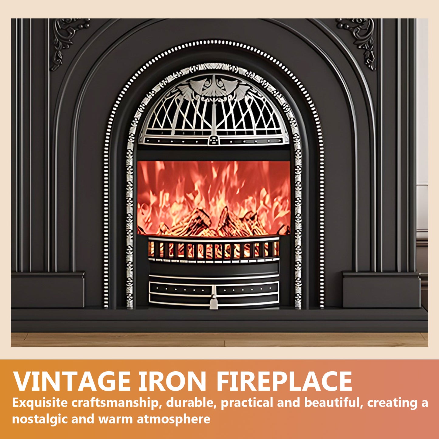 Aihm-Lon Retro Black Electric Fireplace Insert 39.37"-59.05"