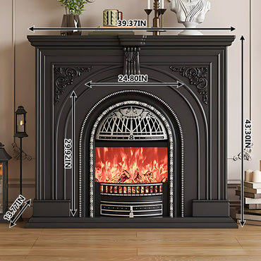 Aihm-Lon Retro Black Electric Fireplace Insert 39.37"-59.05"
