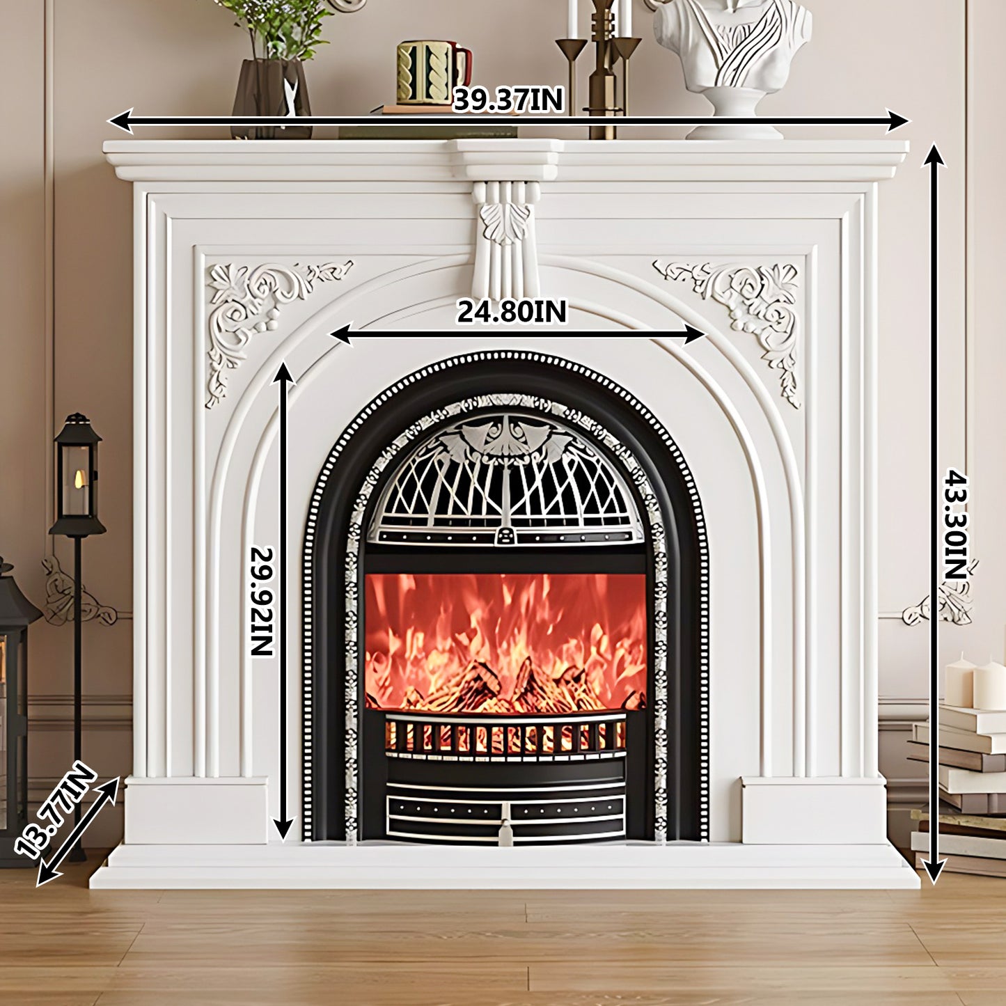 Aihm-Lon Retro White Electric Fireplace Insert 39.37"-59.05"