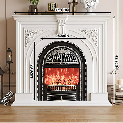 Aihm-Lon Retro White Electric Fireplace Insert 39.37"-59.05"