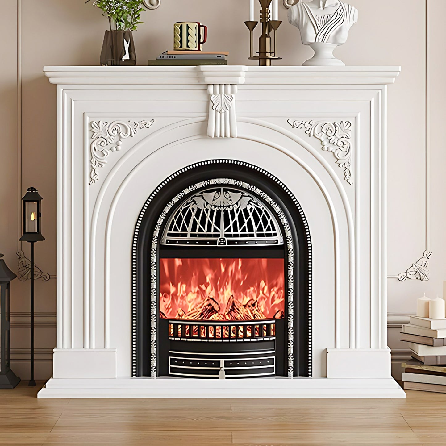 Aihm-Lon Retro White Electric Fireplace Insert 39.37"-59.05"