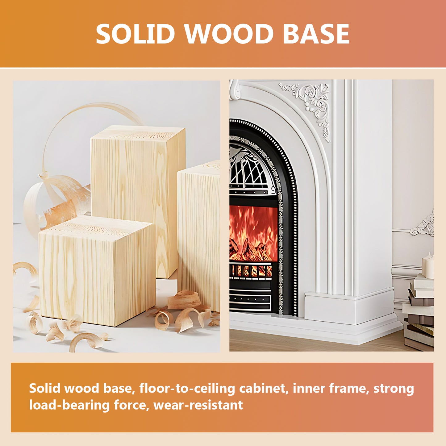 Aihm-Lon Retro White Electric Fireplace Insert 39.37"-59.05"