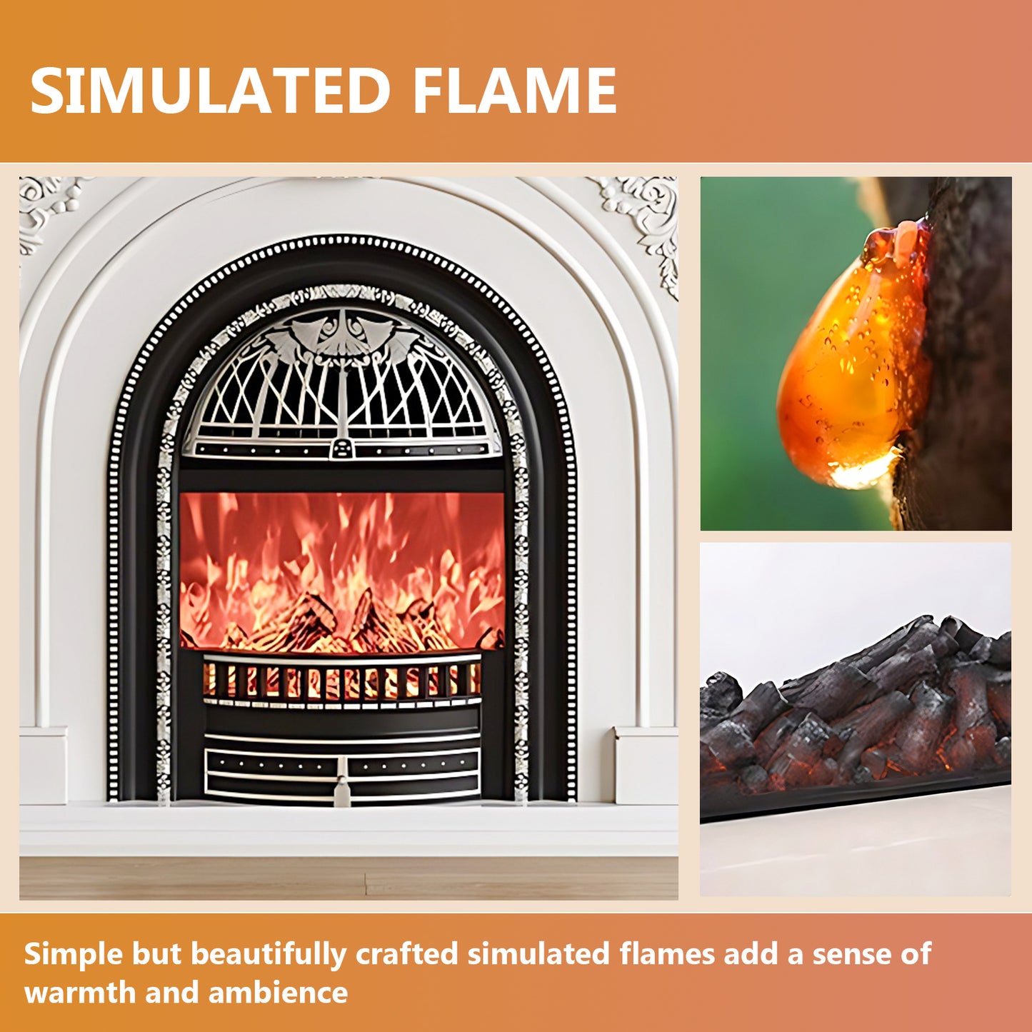 Aihm-Lon Retro White Electric Fireplace Insert 39.37"-59.05"