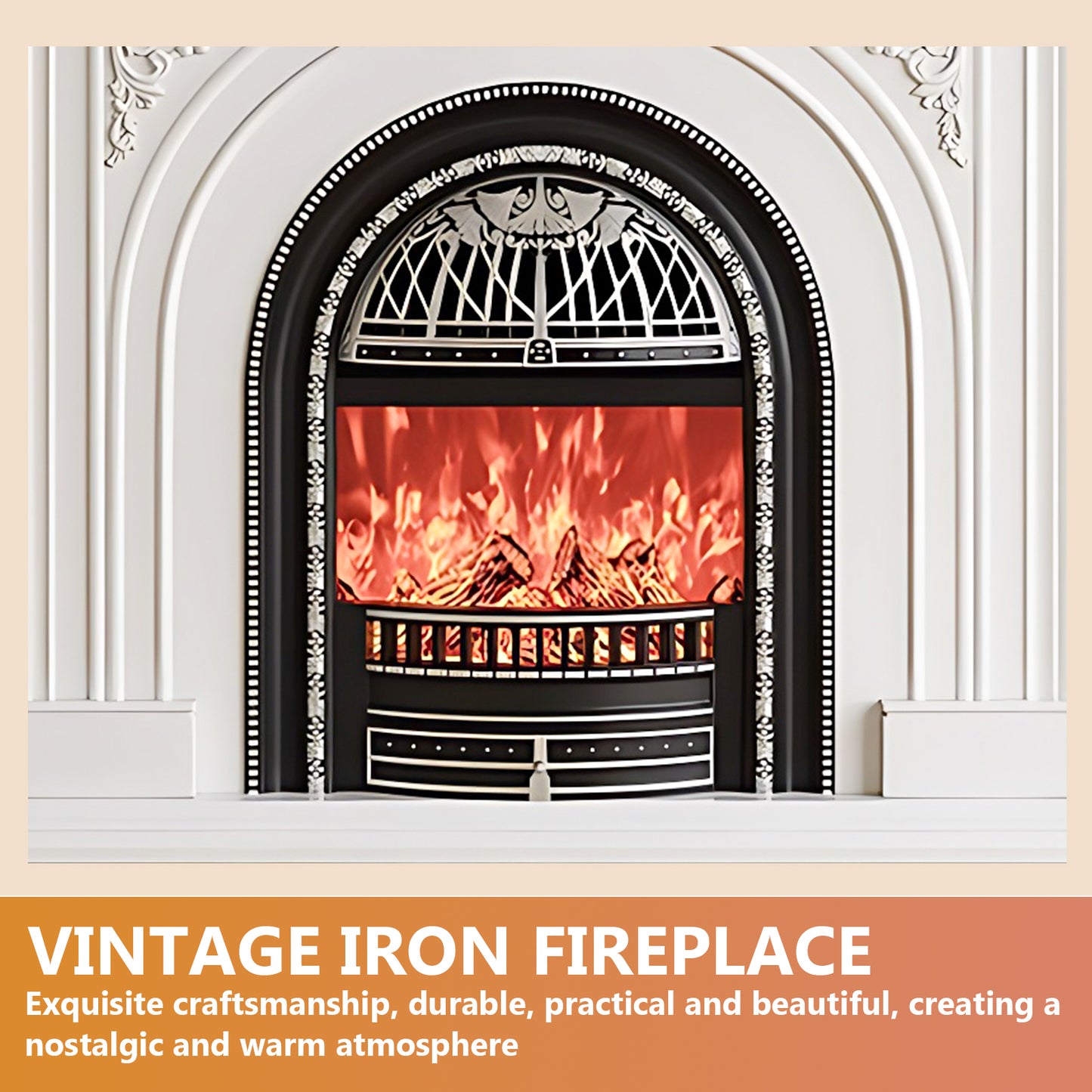 Aihm-Lon Retro White Electric Fireplace Insert 39.37"-59.05"