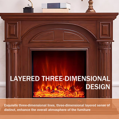 Aihm-Lon Modern Brown Electric Fireplaces with Realistic Flame 47.24"-59.05"