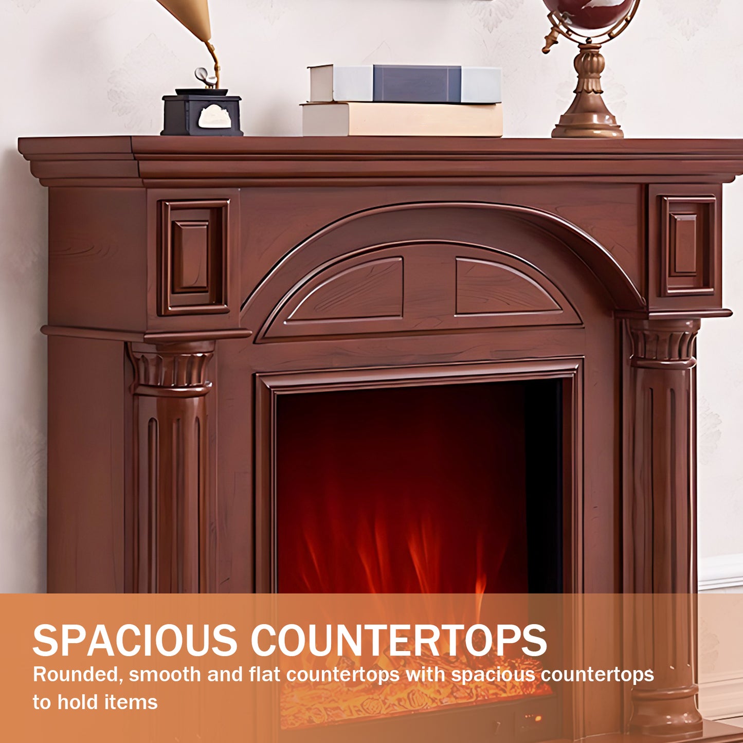 Aihm-Lon Modern Brown Electric Fireplaces with Realistic Flame 47.24"-59.05"