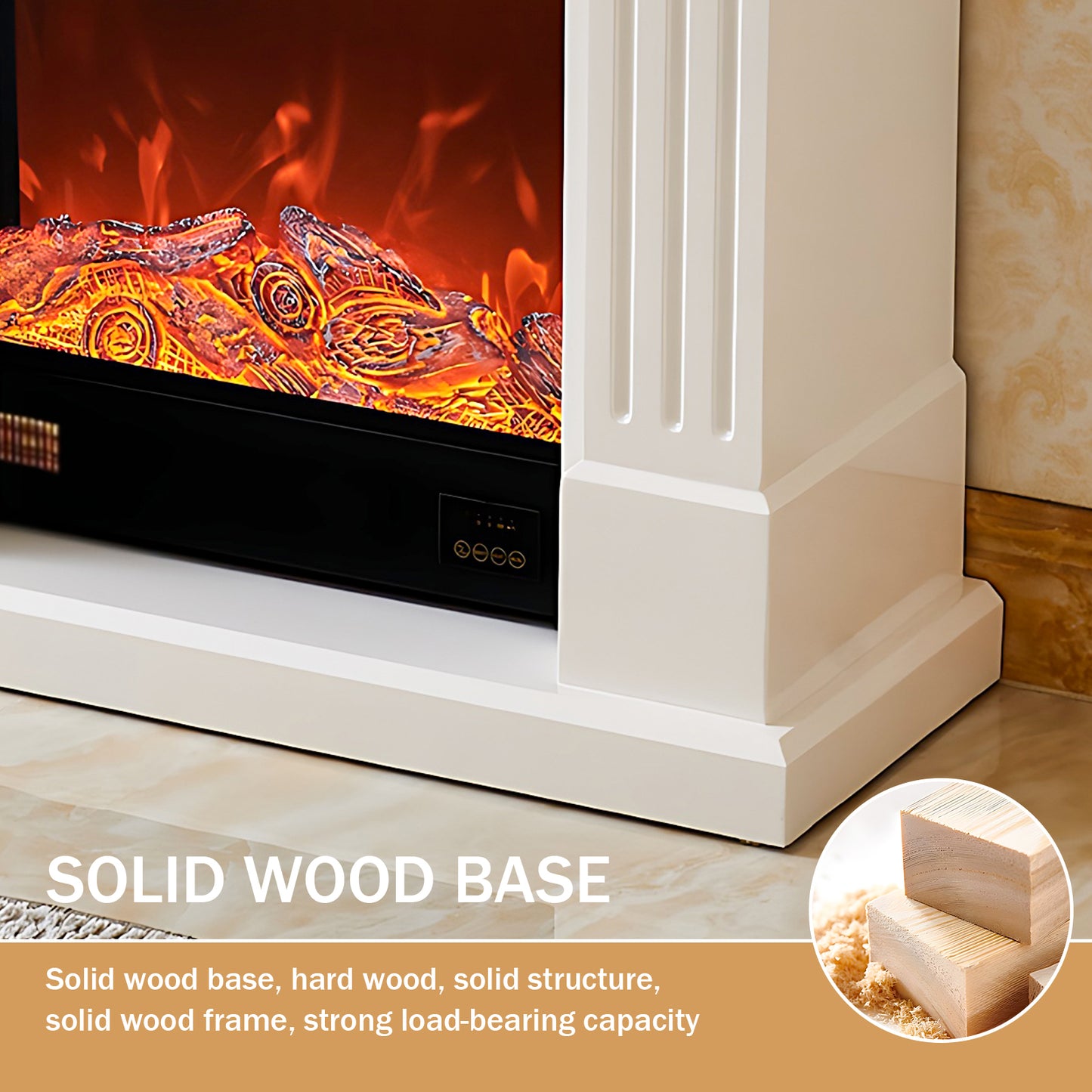 Aihm-Lon Electric Fireplace Heater with Mantel Realistic Flame 31.49"