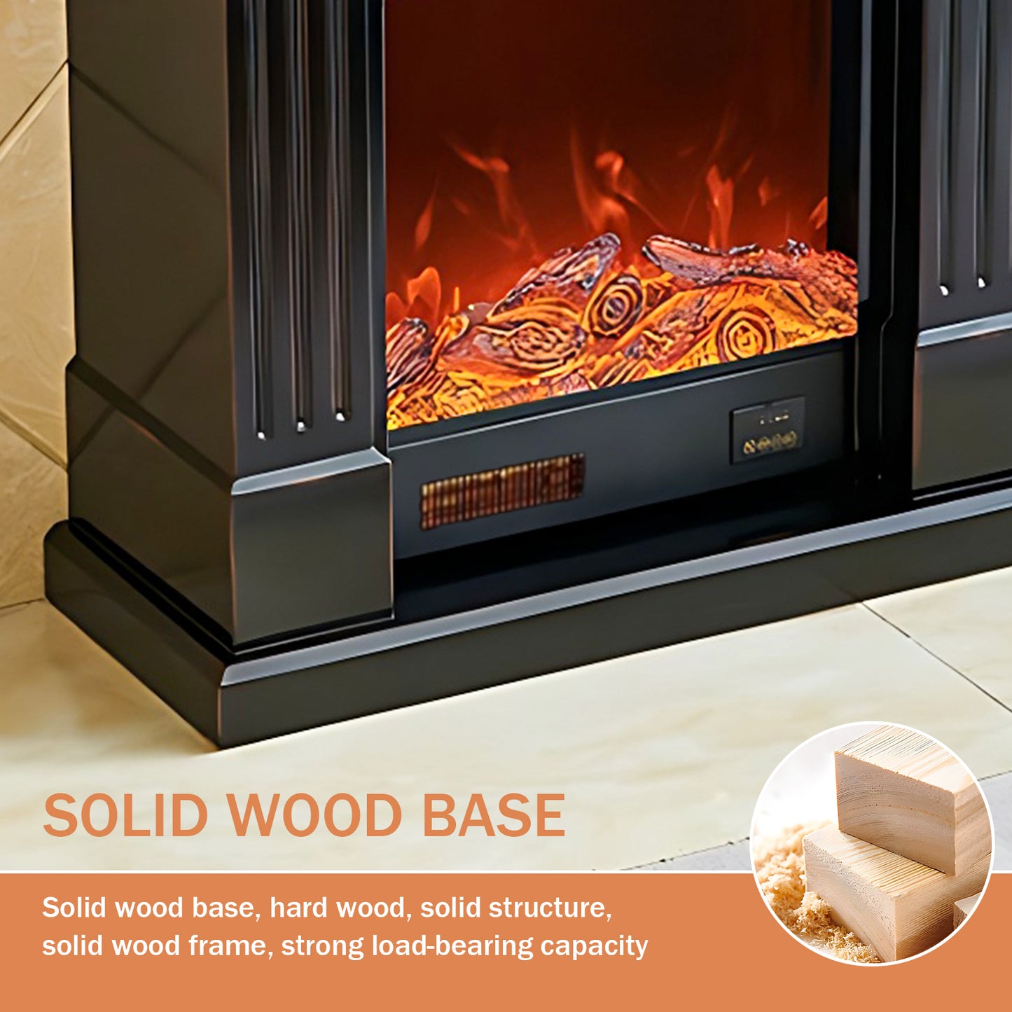 Aihm-Lon Electric Fireplace Heater with Mantel Realistic Flame 31.49"