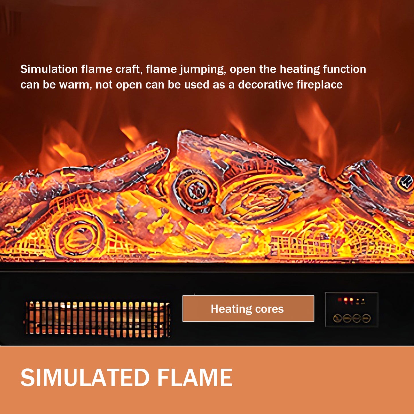 Aihm-Lon Electric Fireplace Heater with Mantel Realistic Flame 31.49"