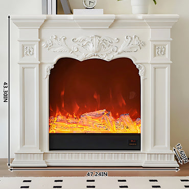 Aihm-Lon White Electric Fireplace with Decorative Flame 47.24"