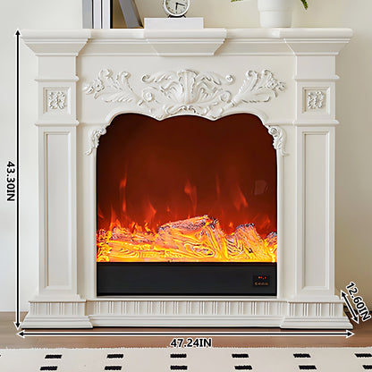 Aihm-Lon White Electric Fireplace with Decorative Flame 47.24"