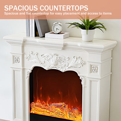 Aihm-Lon White Electric Fireplace with Decorative Flame 47.24"