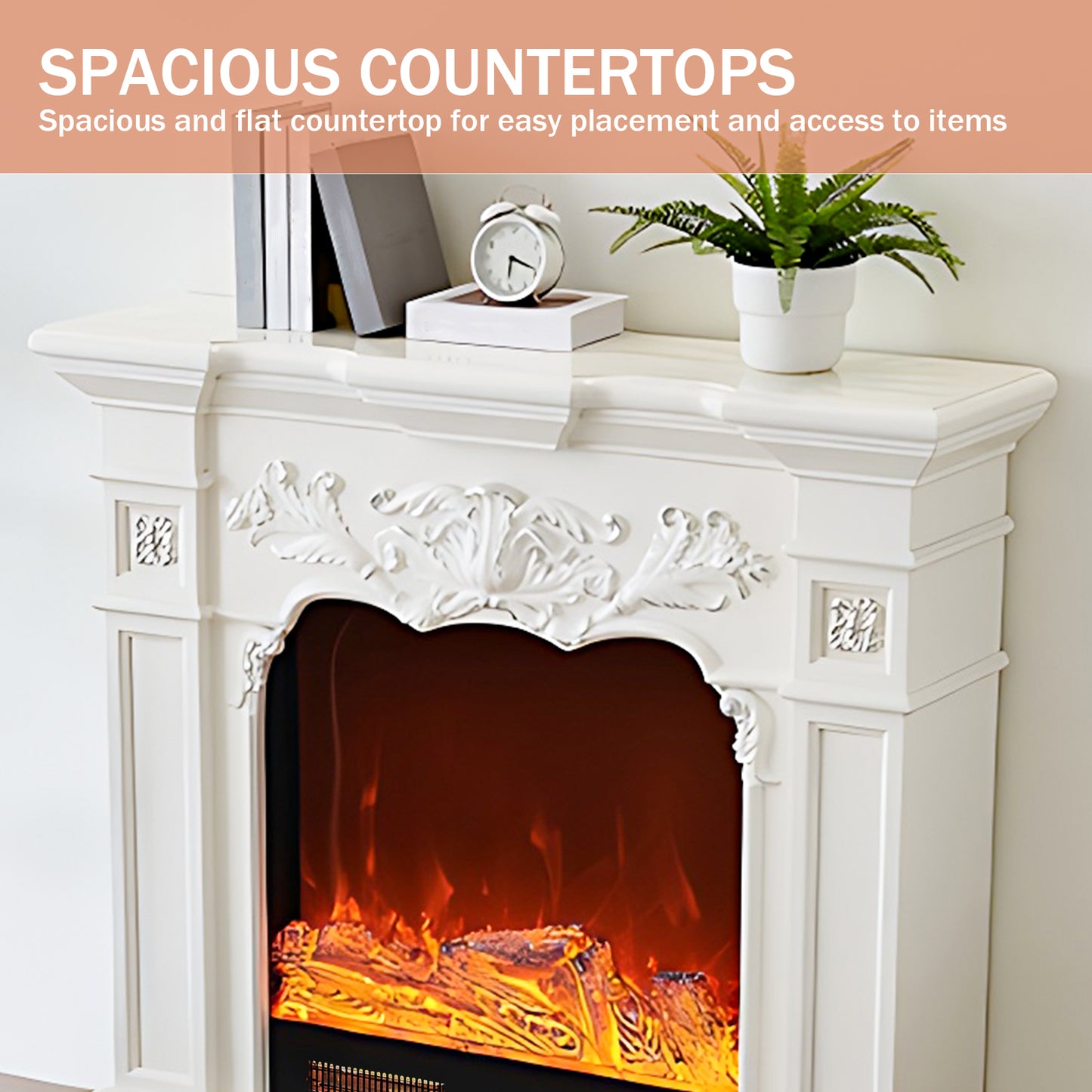 Aihm-Lon White Electric Fireplace with Heater 47.24"