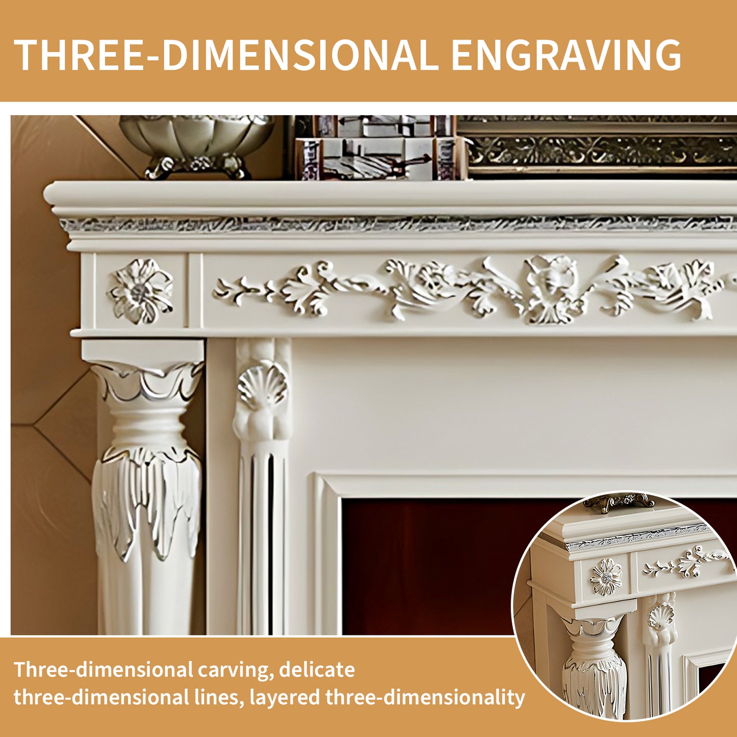 Aihm-Lon Decorative Electric Fireplace with Simulated Flame 59.05"