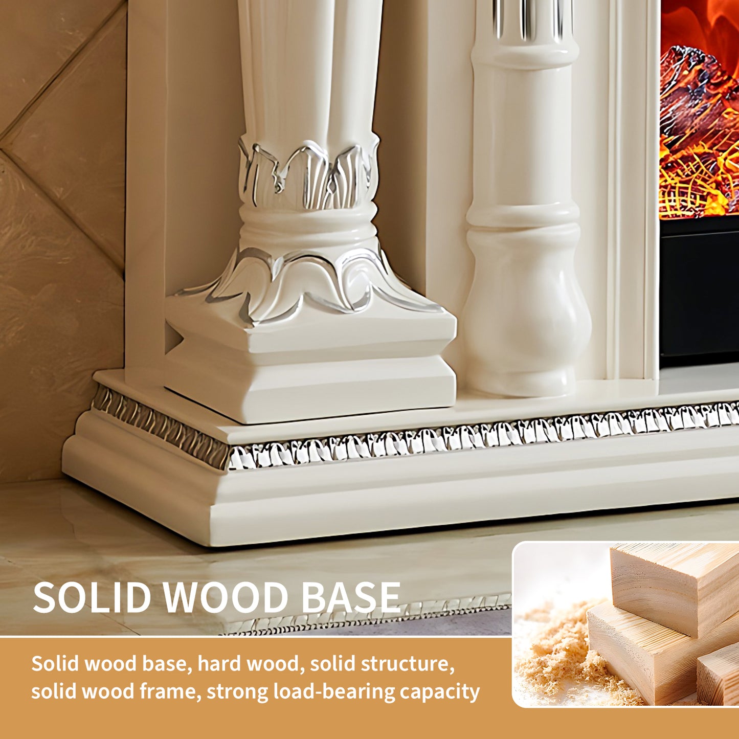 Aihm-Lon Electric Fireplace Heater with Simulated Flame 59.05"