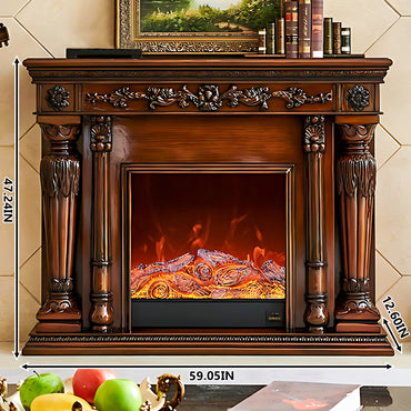 Aihm-Lon Freestanding Electric Fireplace with Decorative Inserts 59.05"