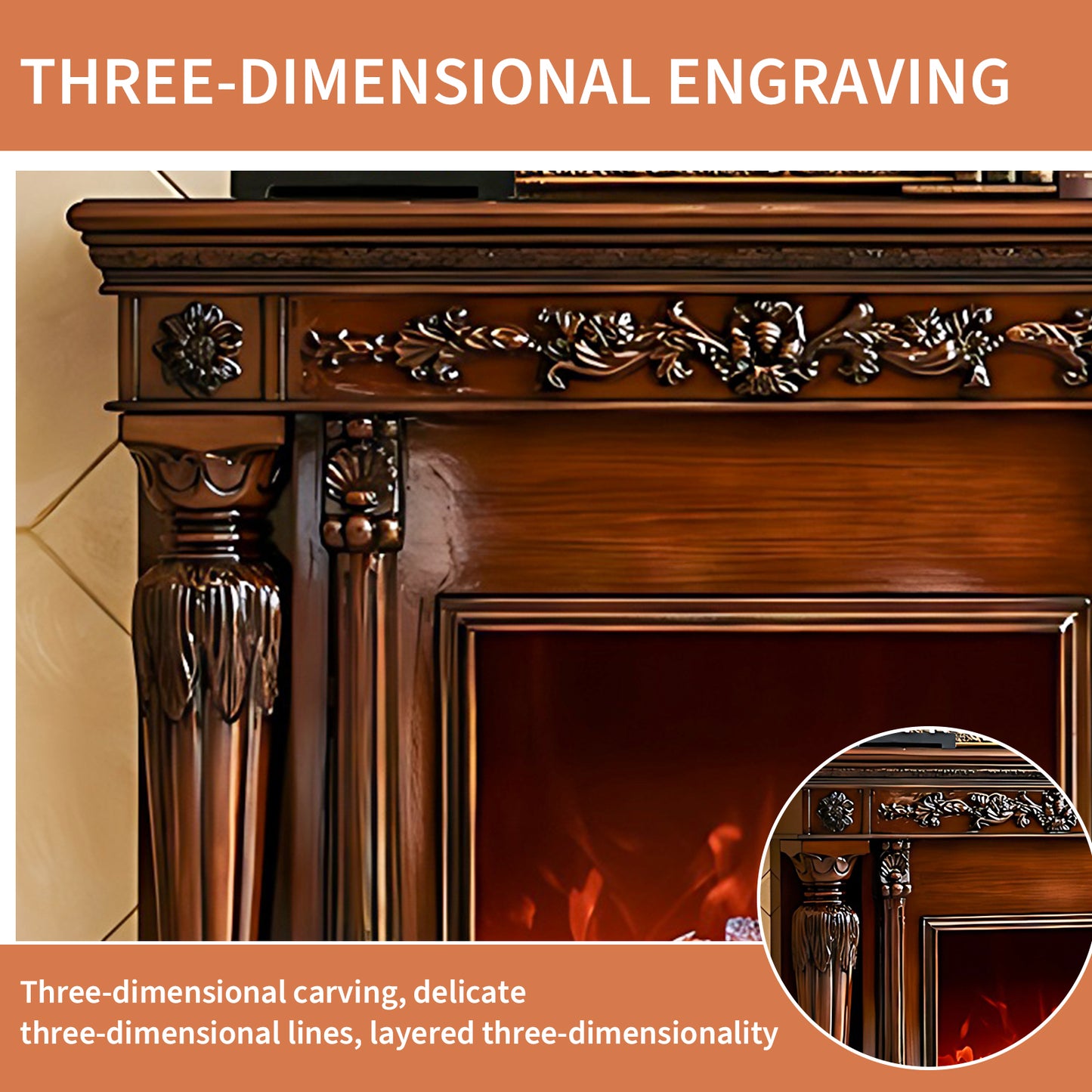 Aihm-Lon Freestanding Electric Fireplace with Decorative Inserts 59.05"