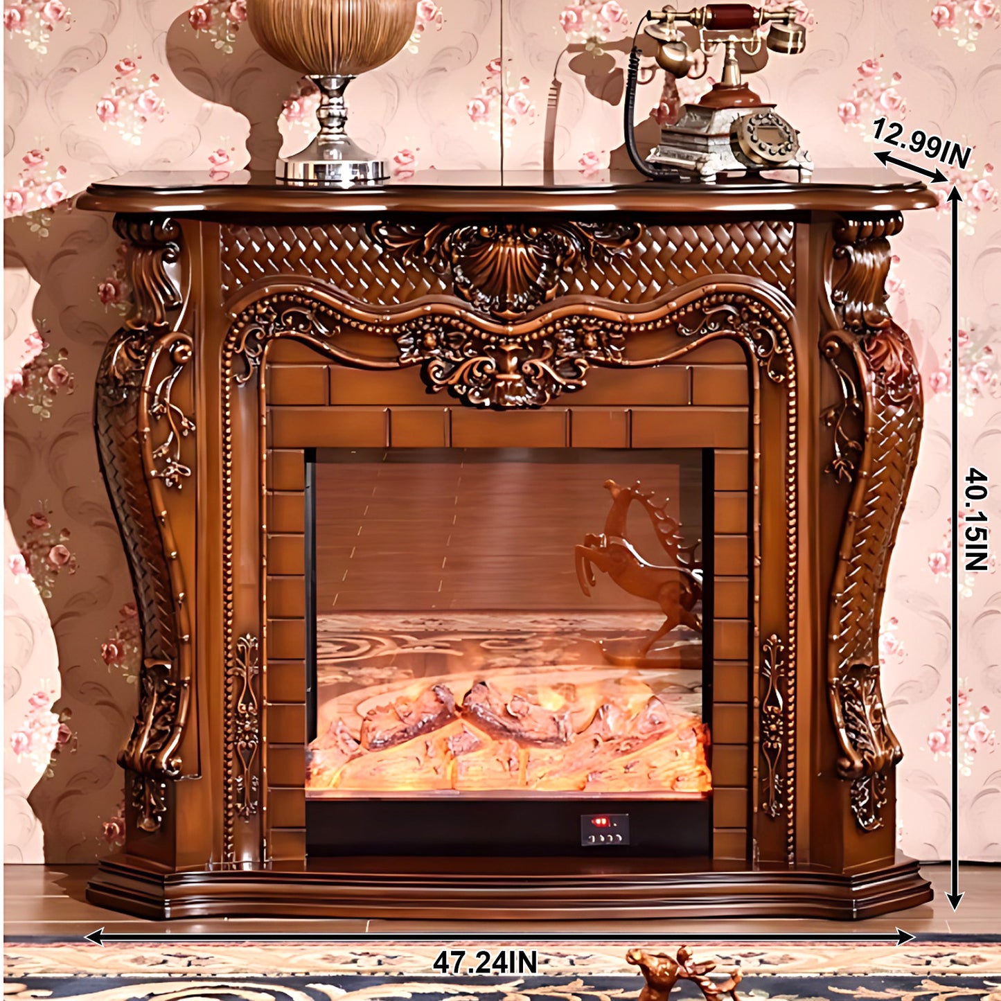 Aihm-Lon Electric Fireplace with Mantel  Decorative Flame 47.24"