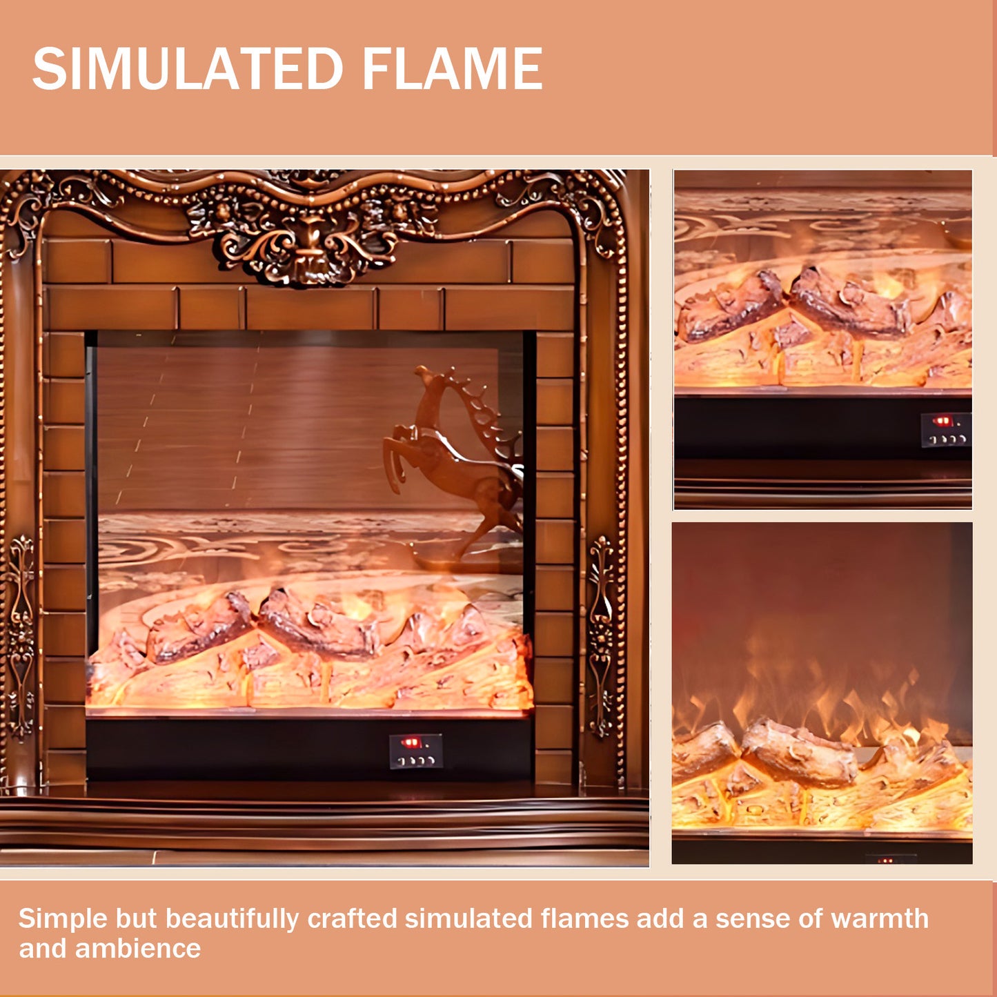 Aihm-Lon Electric Fireplace with Mantel  Decorative Flame 47.24"