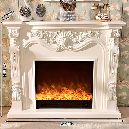 Aihm-Lon Electric Fireplace Mantel with Realistic Flame 51.18"-62.99"