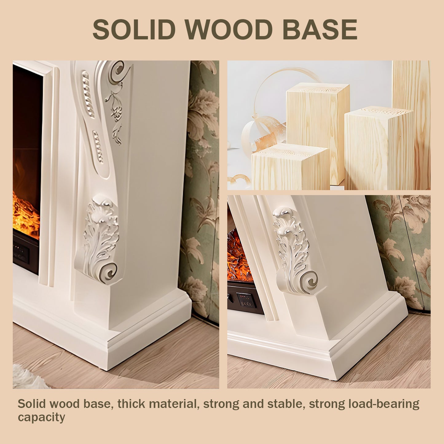 Aihm-Lon Electric Fireplace Mantel with Realistic Flame 51.18"-62.99"