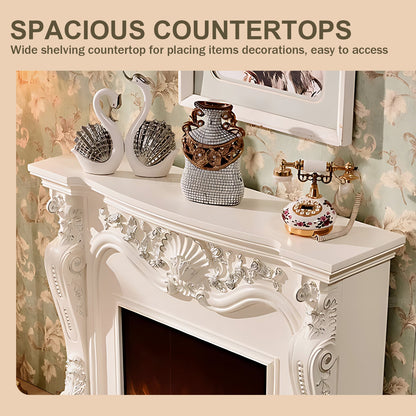 Aihm-Lon Electric Fireplace Mantel with Realistic Flame 51.18"-62.99"