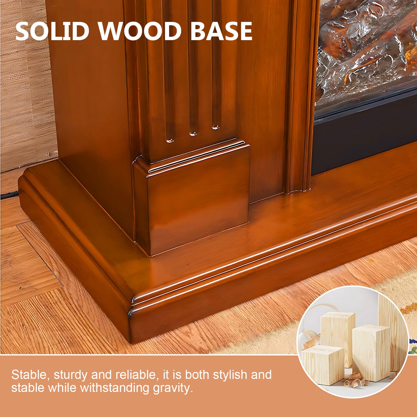 Aihm-Lon Retro Freestanding Electric Fireplaces with Realistic Flame 47.24"-59.05"