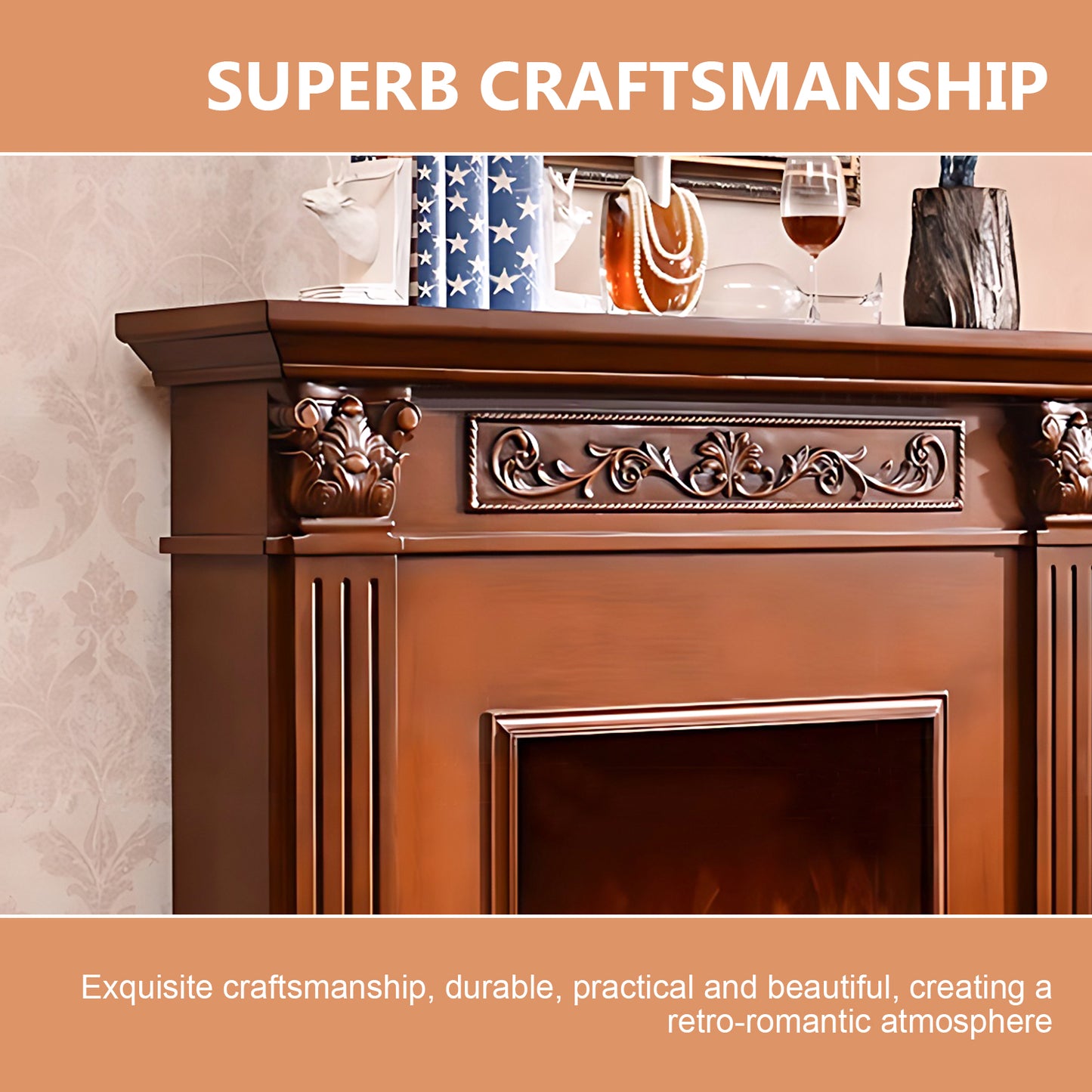 Aihm-Lon Retro Freestanding Electric Fireplaces with Realistic Flame 47.24"-59.05"