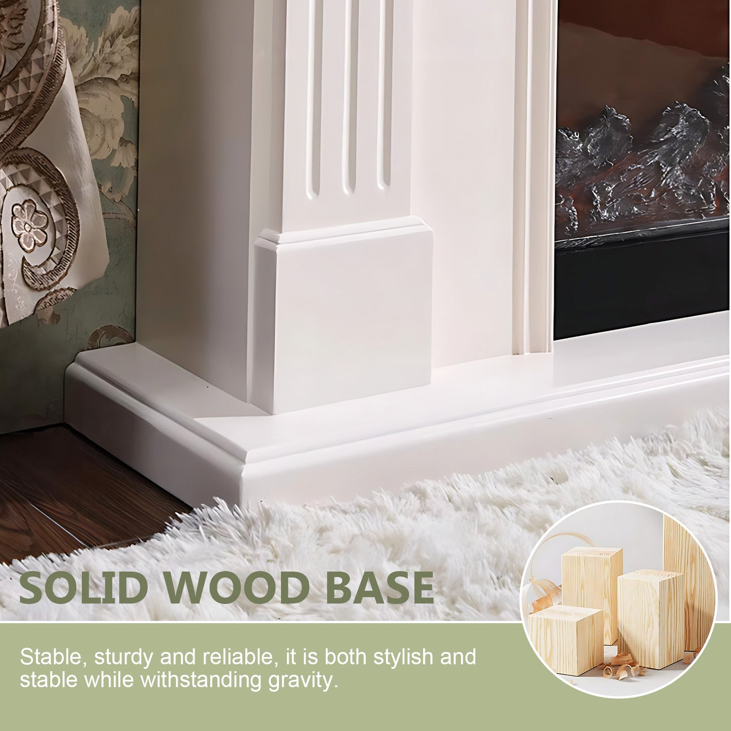 Aihm-Lon White Electric Fireplace Decorative Flame 47.24"