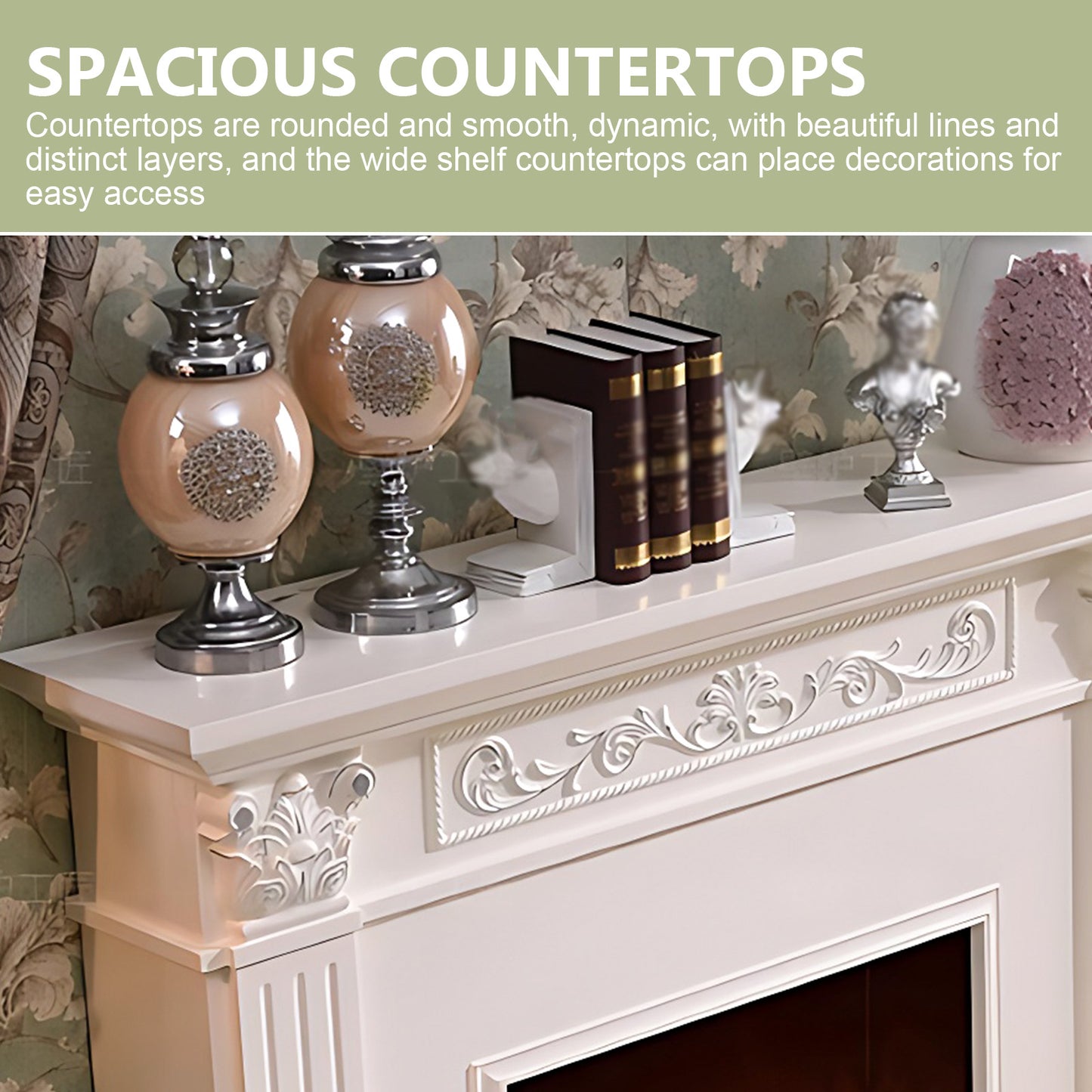 Aihm-Lon White Electric Fireplace Decorative Flame 47.24"