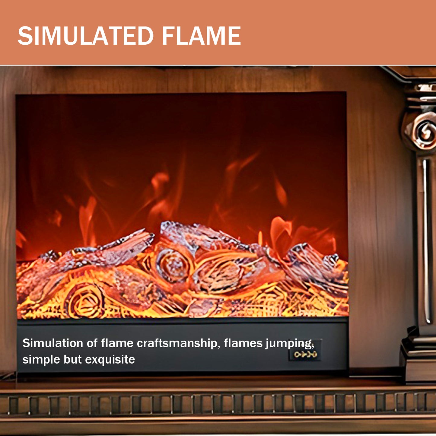 Aihm-Lon Modern Decorative Electric Fireplace Mantel with Gold Design 59.05"