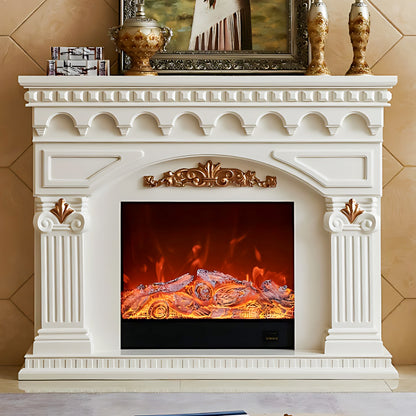 Aihm-Lon Modern Decorative Electric Fireplace Mantel with Gold Design 59.05"