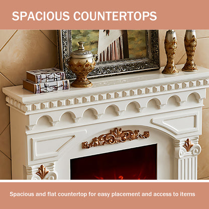 Aihm-Lon Modern Decorative Electric Fireplace Mantel with Gold Design 59.05"