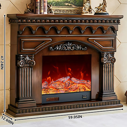 Aihm-Lon Modern Electric Fireplace Heater with Gold Design 59.05"