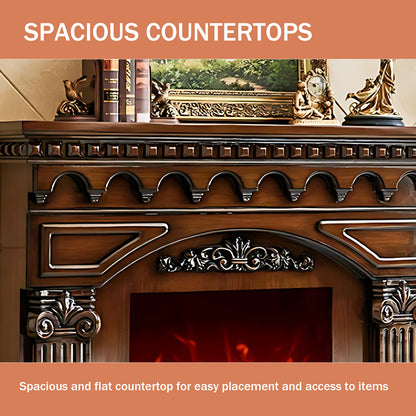 Aihm-Lon Modern Electric Fireplace Heater with Gold Design 59.05"