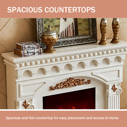 Aihm-Lon Modern Electric Fireplace Heater with Gold Design 59.05"