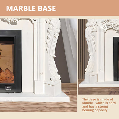 Aihm-Lon White Electric Fireplace Modern with Decorative Inserts 62.99"