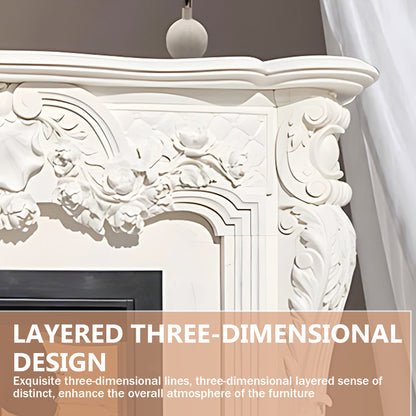 Aihm-Lon White Electric Fireplace Modern with Decorative Inserts 62.99"