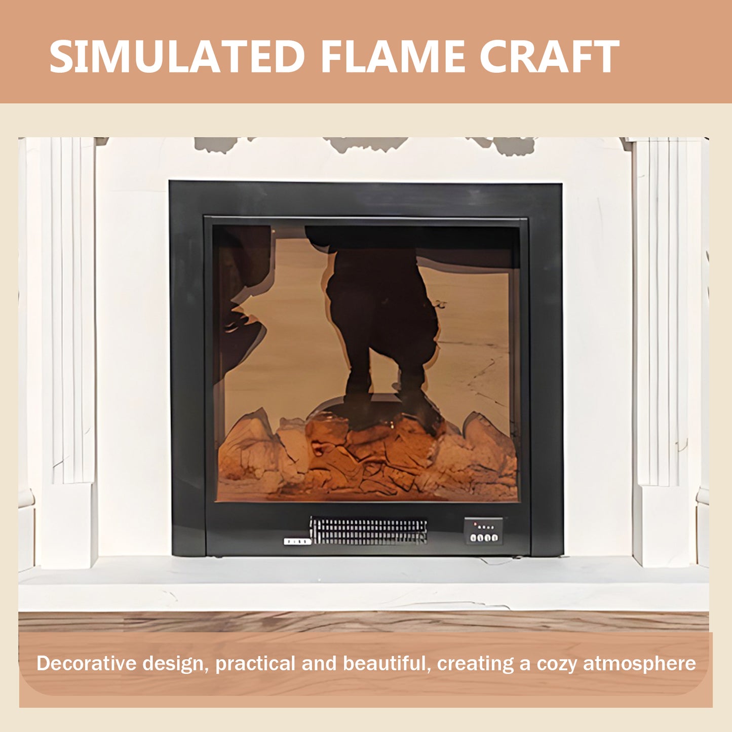 Aihm-Lon White Electric Fireplace Modern with Decorative Inserts 62.99"