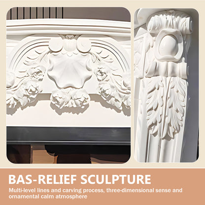 Aihm-Lon White Electric Fireplace Modern with Decorative Inserts 62.99"