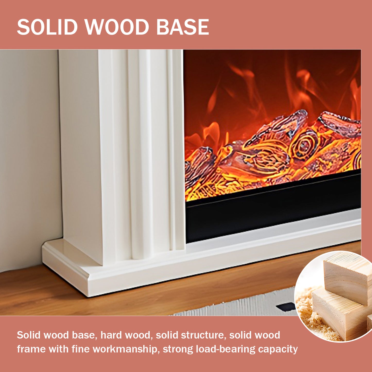 Aihm-Lon Modern White Electric Fireplace with Fake Flame 47.24"-59.05"