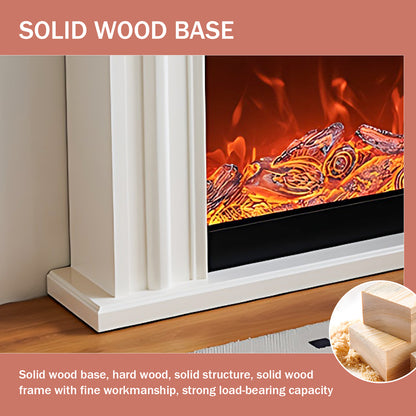 Aihm-Lon Modern White Electric Fireplace with Fake Flame 47.24"-59.05"