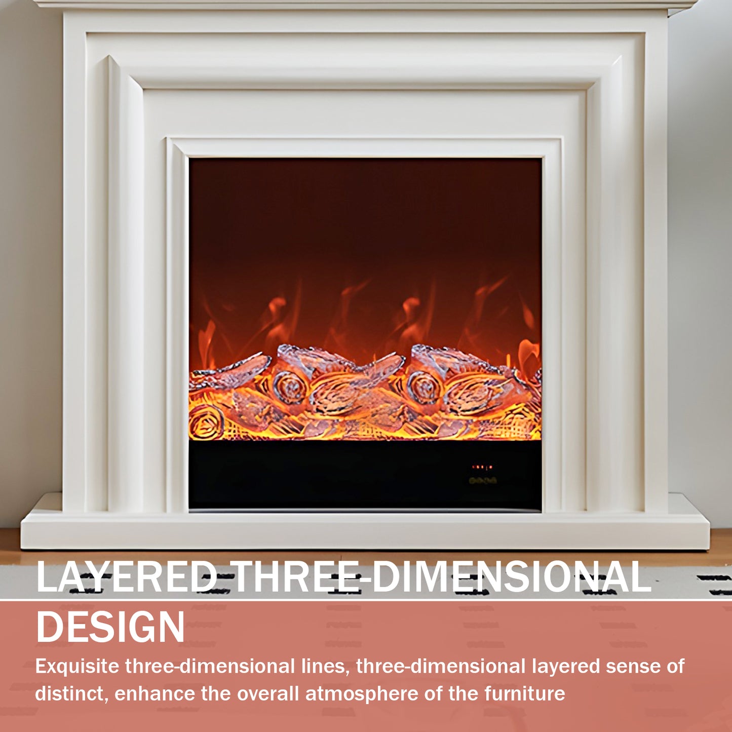 Aihm-Lon Modern White Electric Fireplace with Fake Flame 47.24"-59.05"