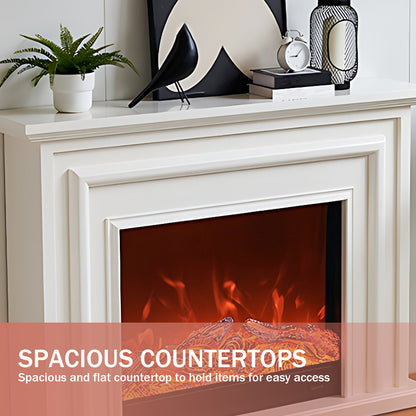 Aihm-Lon Modern White Electric Fireplace with Fake Flame 47.24"-59.05"