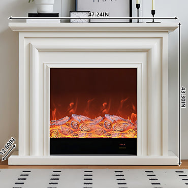 Aihm-Lon Modern White Electric Fireplace with Fake Flame 47.24"-59.05"
